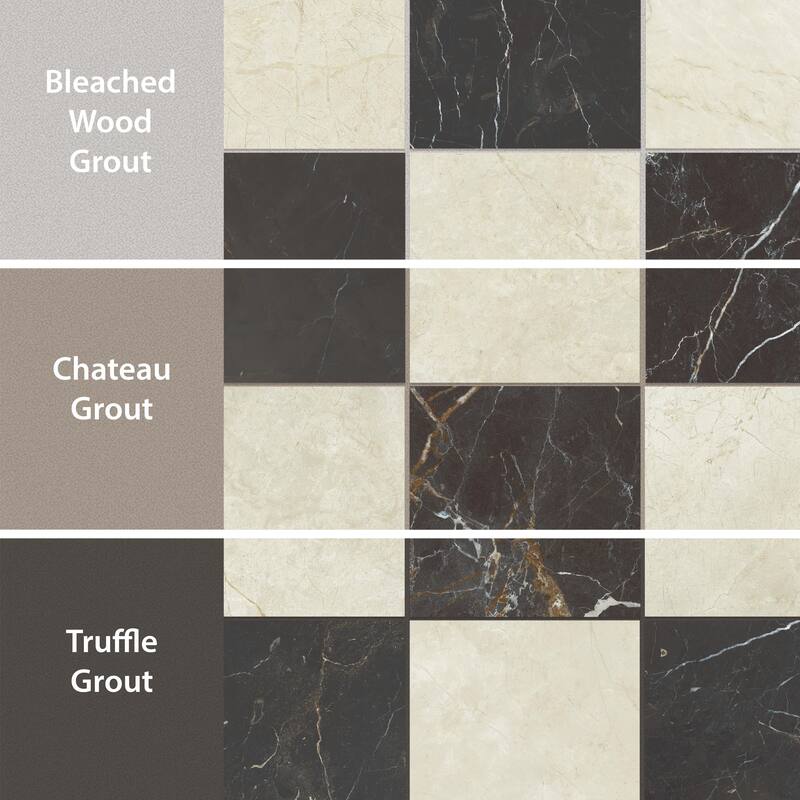 Merola Tile Reve Checker Beige with Noir 23-1/2" x 23-1/2" Porcelain Floor and Wall Tile