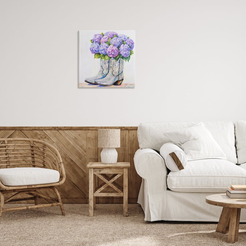 Stupell Hydrangea Filled Cowgirl Boots Canvas Wall Art Design By Amanda Greenwood