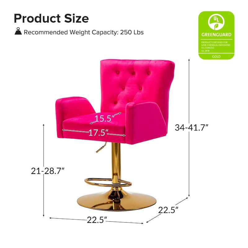 Loreto Modern Tufted Velvet Swivel chair with Adjustable Height Set of 2 by HULALA HOME