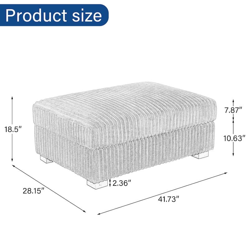 41" W Plush Corduroy Upholstered Rectangular Ottoman