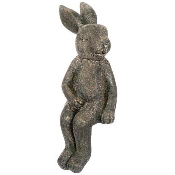 11.5" Sitting Bunny Stone Finished Outdoor Garden Statue - N/A
