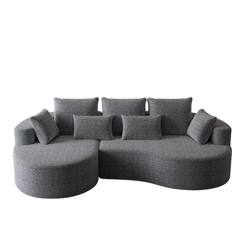 L-Shaped Curved Cloud Sectional Couch, Oversized Chenille Upholstered 4-Seater Sofa, Full Compressed Corner Sofa with 7 Pillows