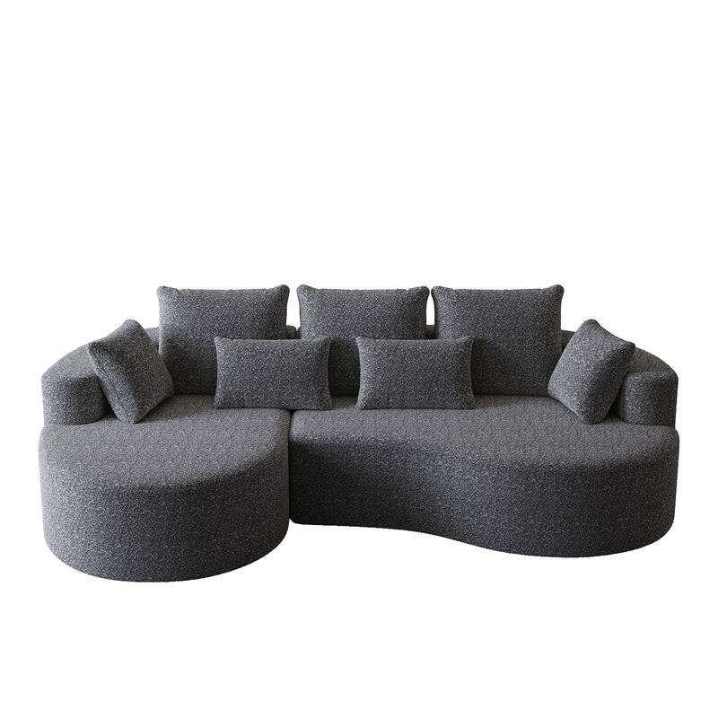 Modern Free Combination Chenille Extra Deep & Wide 4-Seater Sectional Sofa with 7 Pillows