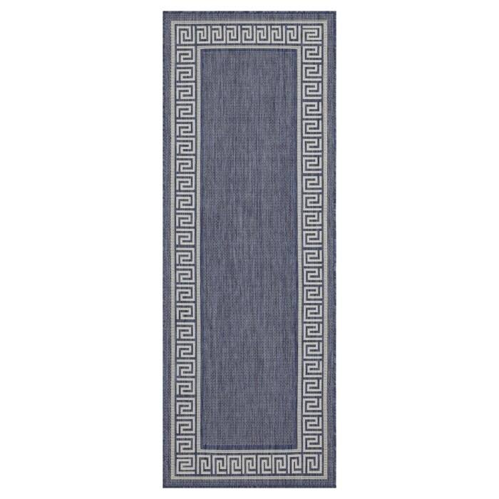 Blue Herringbone Pattern Outdoor Rugs for Living Rooms, Patios, Decks