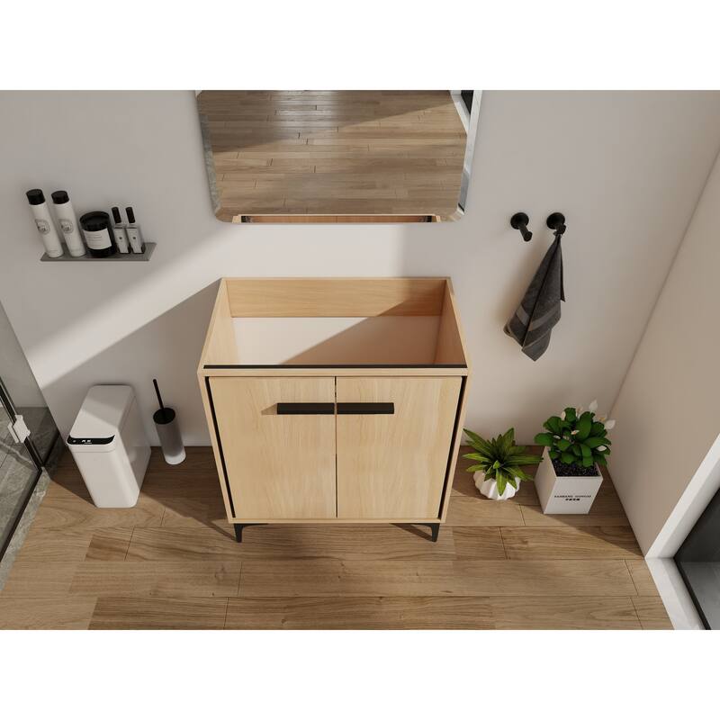 GDFStudio - Denton Modern Freestanding Bathroom Vanity Cabinet with Soft Close Doors, Metal Tripod, Sink NOT INCLUDED - 30"