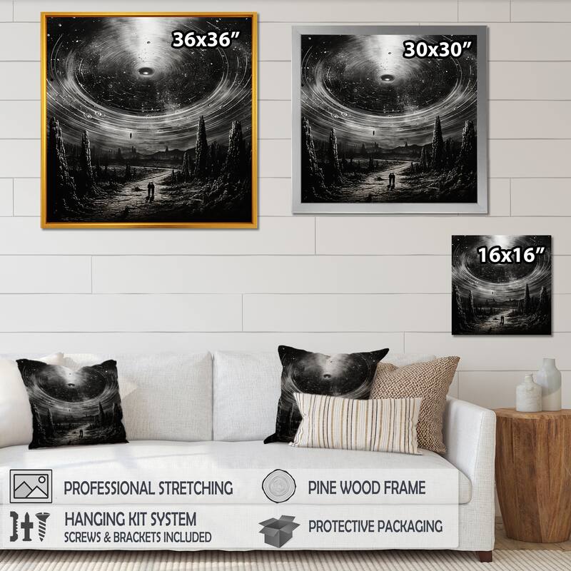 Designart "Minimalism Sci Fi Ufo" Ufos Framed Wall Art Prints