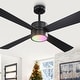 preview thumbnail 38 of 57, 52" Black/ Distressed Brass Dimmable RGB Smart Ceiling Fan with Light and Remote, App Control Matte Black