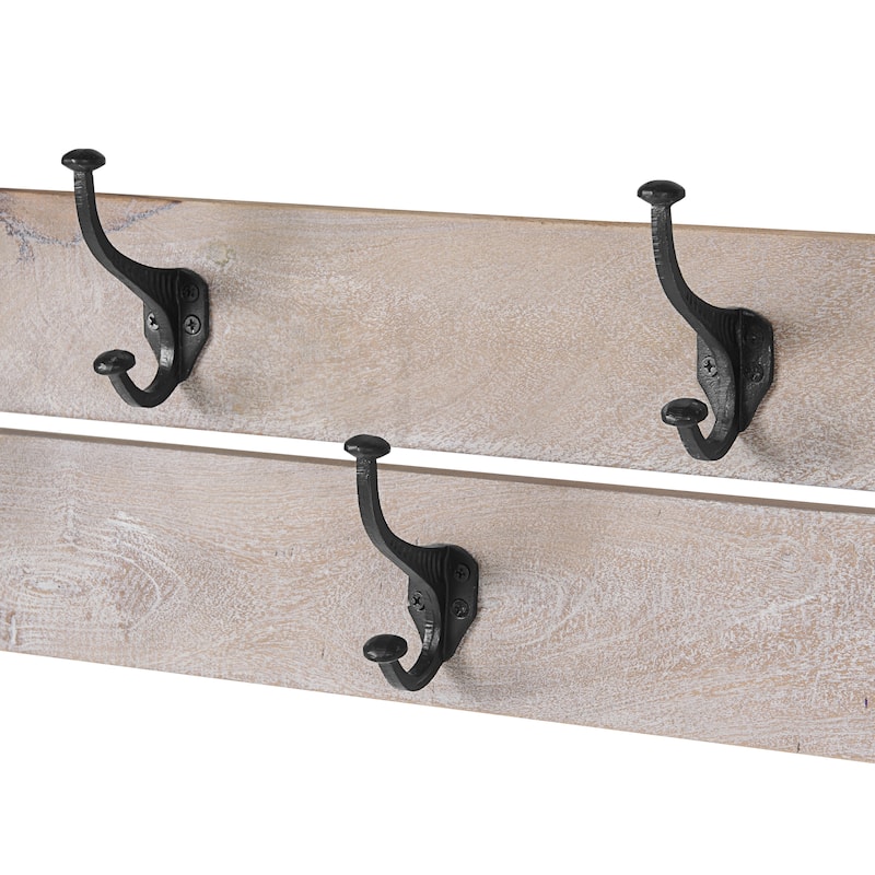 Castleton Mango Wood 40"W Coat Hook with Shelf