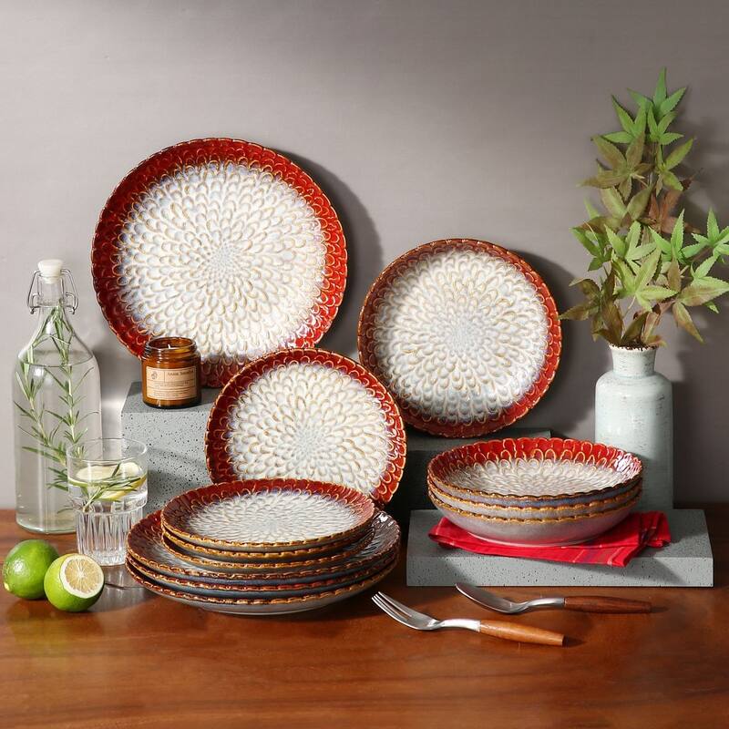 vancasso Chrys Flambed Glaze Stoneware Dinnerware Set