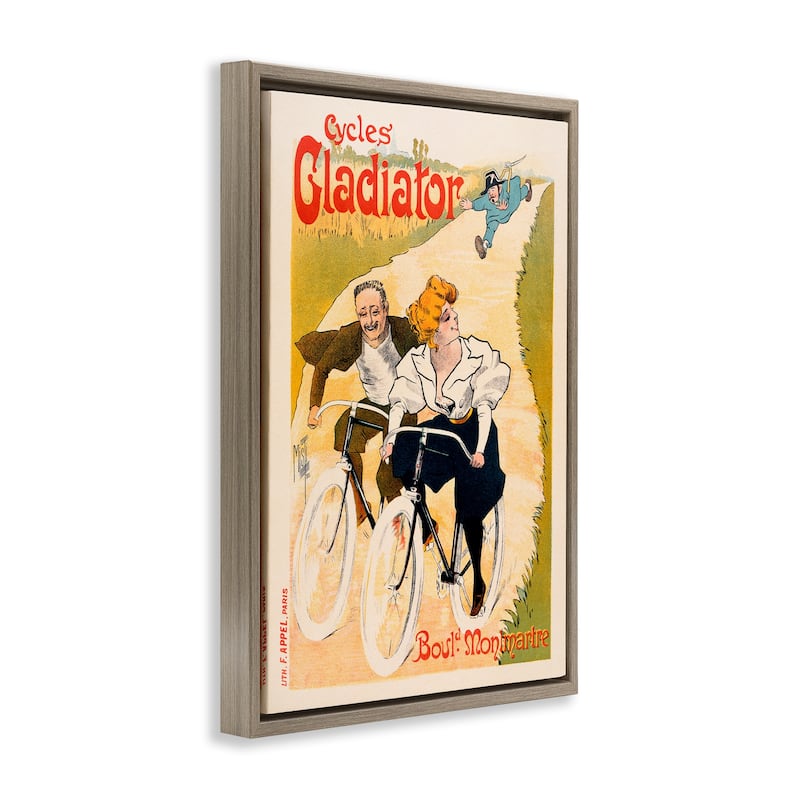 Stupell Vintage Cyclists Poster Framed Floater Canvas Wall Art Design By Marcus Jules