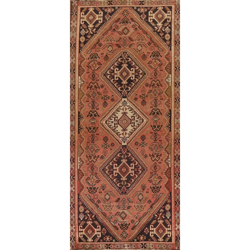 Tribal Shiraz Persian Vintage Runner Rug Handmade Wool Carpet - 3'5"x 9'7"