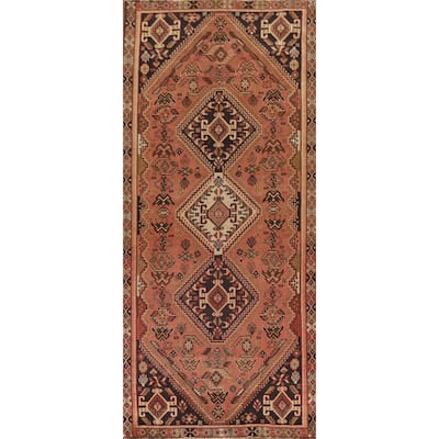Tribal Shiraz Persian Vintage Runner Rug Handmade Wool Carpet - 3'5"x 9'7"