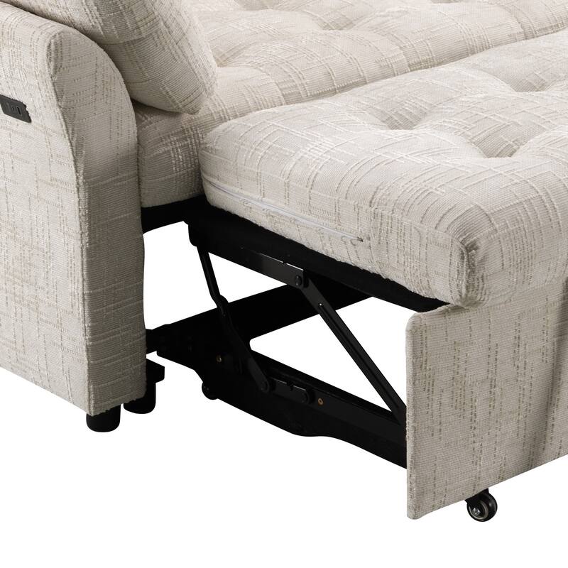 3-Seat Sofa Bed – Pull-Out Sleeper, 89" Sectional Sofa in Beige/Blue/Green