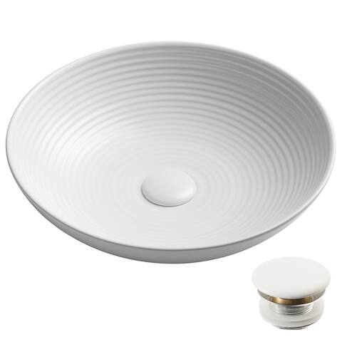 Kraus Viva 16-1/2" Circular Vitreous China Vessel Bathroom Sink with - White