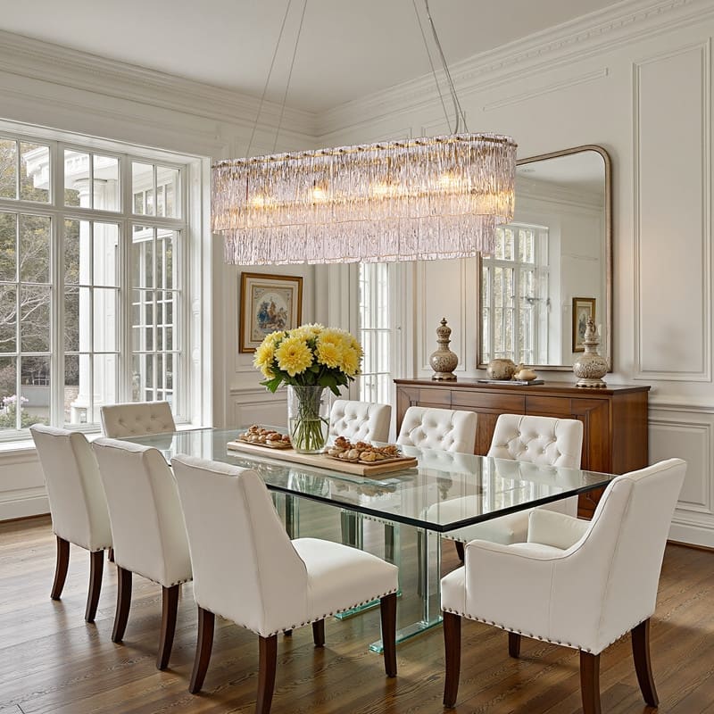 35" Gold Luxury Crystal Chandelier Dimmable Double Glass Ceiling Light for Kitchen Island Dining Room