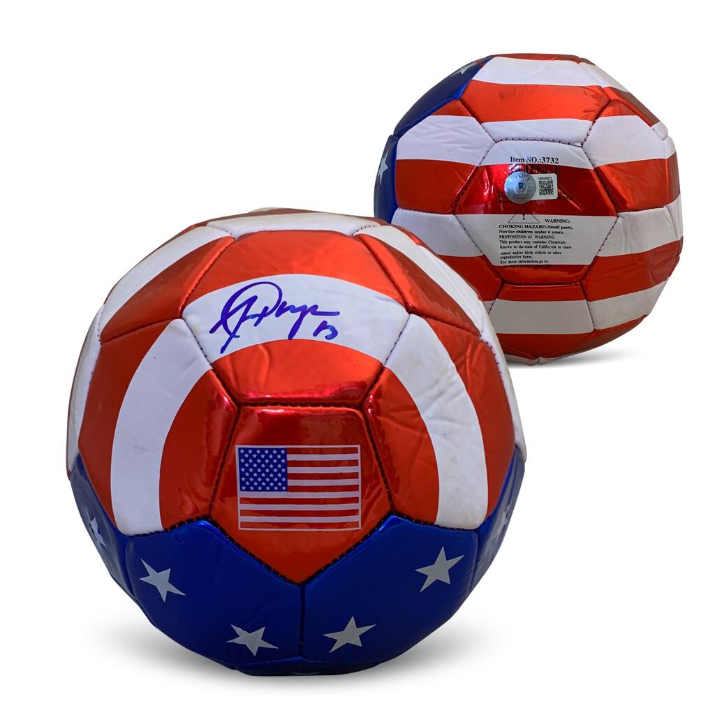 Alex Morgan Autographed USA Flag Signed Size 5 Soccer Ball Beckett COA - 8'6" x 11'6"