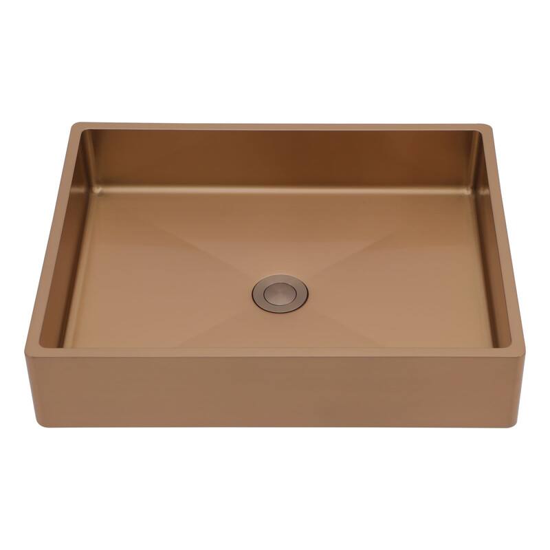 19x15 in. Bathroom Vessel Sink Vanity Wash Basin in Stainless Steel - Rose Gold