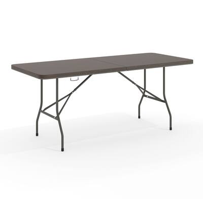 30"W x 72"L Bi-Fold Plastic Banquet and Event Folding Table with Carrying Handle - 72"D x 30"W x 29"H