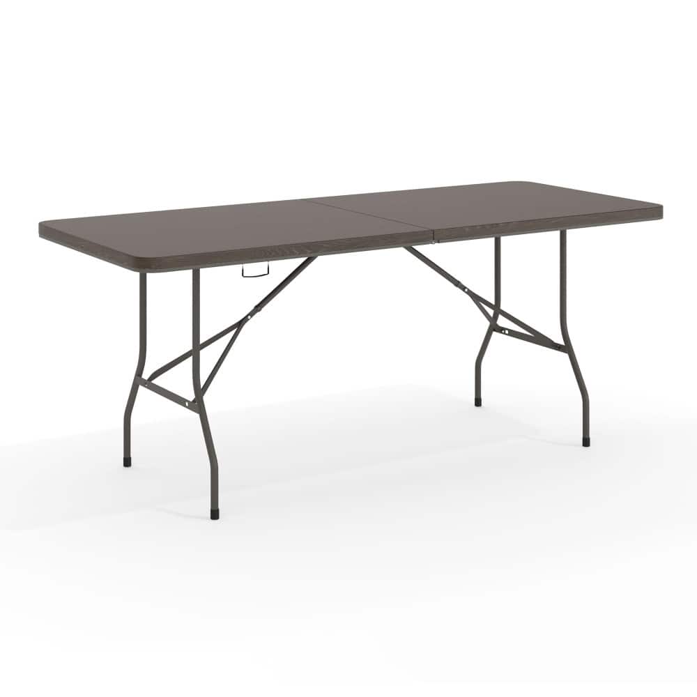 6-Foot Bi-Fold Plastic Banquet and Event Folding Table with Carrying Handle - 72"D x 30"W x 29"H