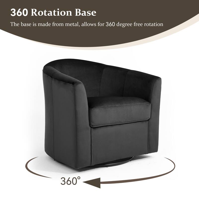 2 Set Modern Upholstered Swivel Barrel Chair Living Room Accent Chair