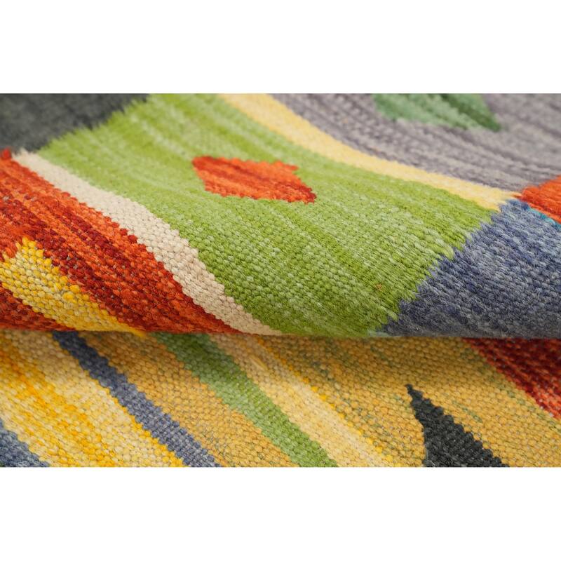 Hand Woven Oriental 100% Wool Carpet Southwestern Tribal Multi-Colored Kilim Area Rug - 6' 6'' X 5' 0''