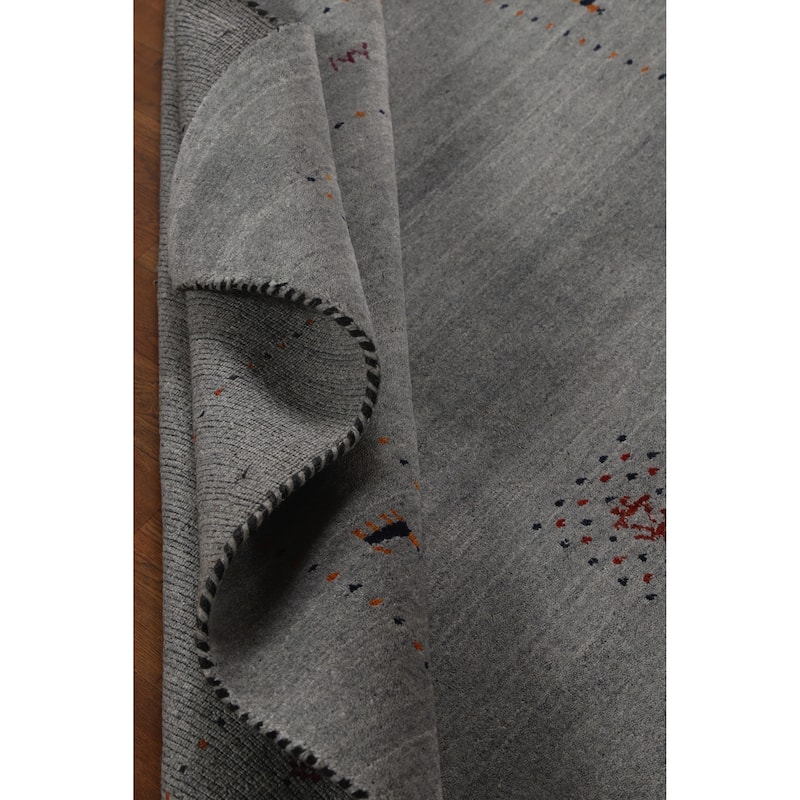 Hand Knotted Oriental 100% Wool Carpet Tribal Tribal Greys & Charcoal Gabbeh Area Rug - 7' 9'' X 4' 11''