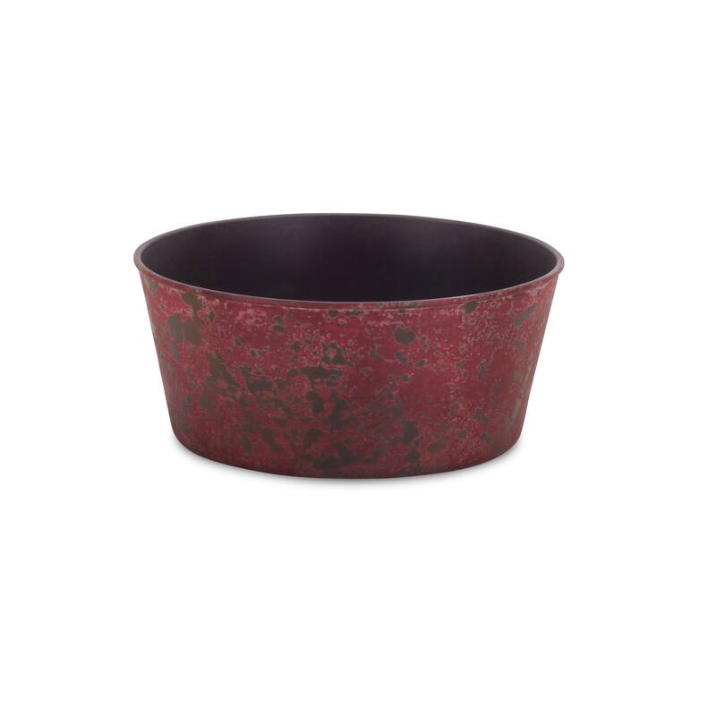 HomeRoots 10" Red Recycled Plastic Indoor Outdoor Round Pot Planter