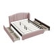 preview thumbnail 7 of 16, Upholstered Platform Bed with Wingback Headboard and 4 Drawers, No Box Spring Needed, Linen Fabric, Queen Size Pink