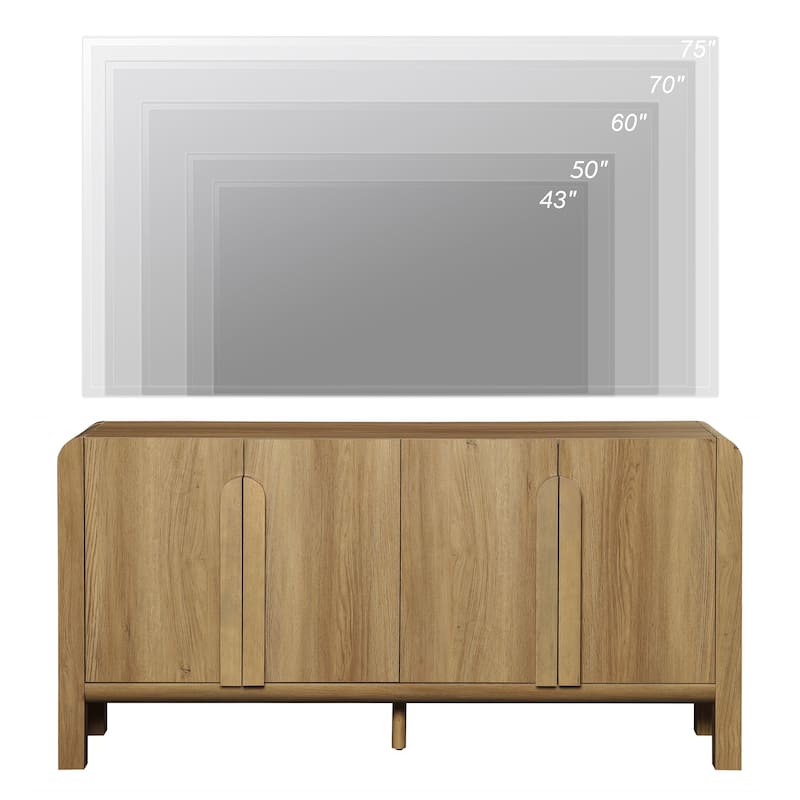 WAMPAT 63" Modern TV Stand With Storage, Entertainment Center With Adjustable Shelves,Wooden TV Console With 4 Doors