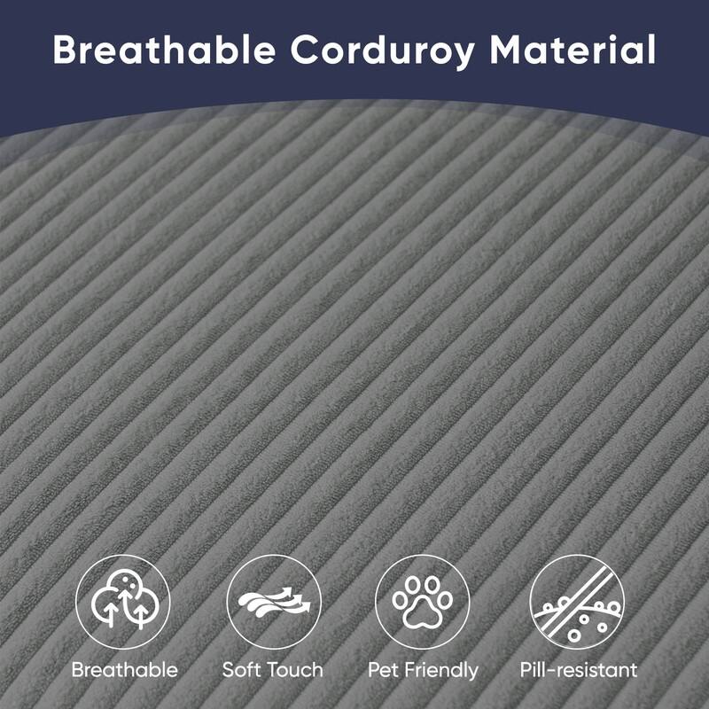 Mixoy 76'' L-Shaped Sofa Set,Corduroy Sectional Sofa,Mid Century 3-Seater Sofa with Storage Ottoman/Loveseat/Single Sofa