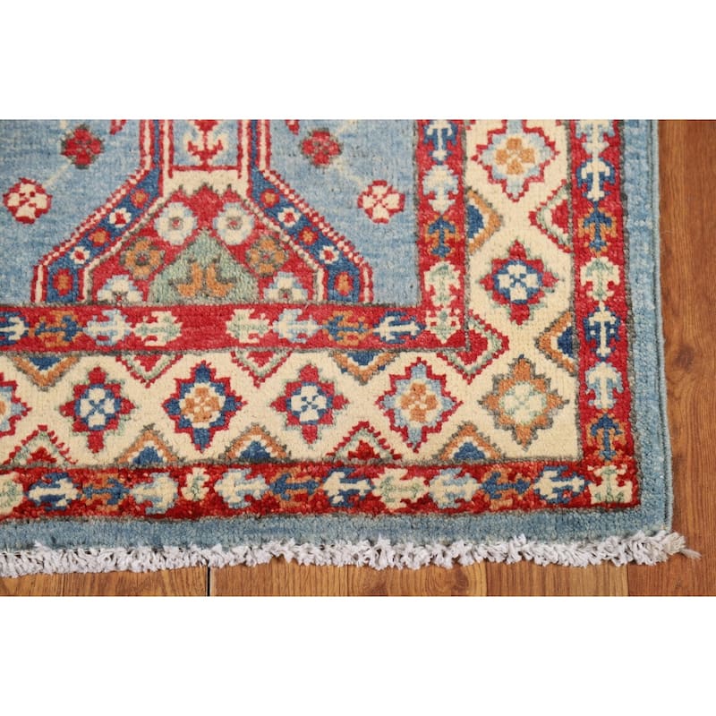 Light Blue Kazak Foyer Rug Handmade Wool Carpet - 2'0" x 3'0"