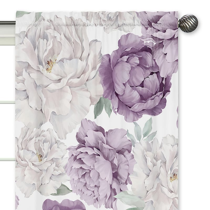Sweet Jojo Designs Lavender Purple Boho Shabby Chic Floral Girl 84in. Window Treatment Curtain Panel Pair Bohemian Watercolor