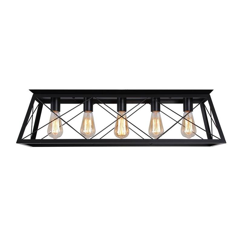 Farmhouse 5-Light Trapezoidal Cage Iron Ceiling Light
