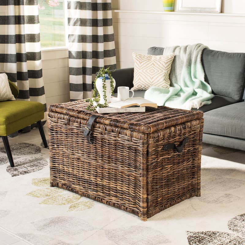 Happimess Michael 35" Wicker Storage Trunk, Brown - Butterscotch