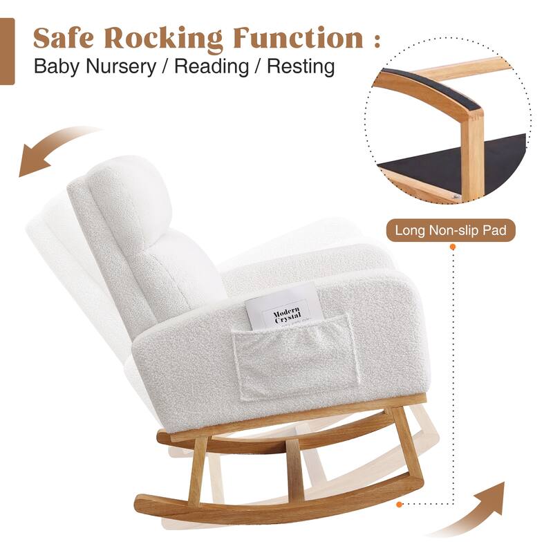 HOMYKA 28" Wide Rocking Chair for Nursery with Solid Wood Leg