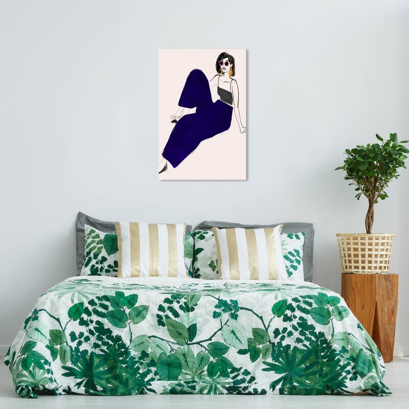 Wynwood Studio Canvas Fashion and Glam Kiki is My Name Blue and Dark Blue Glam Wall Art Canvas Print - 36 x 24