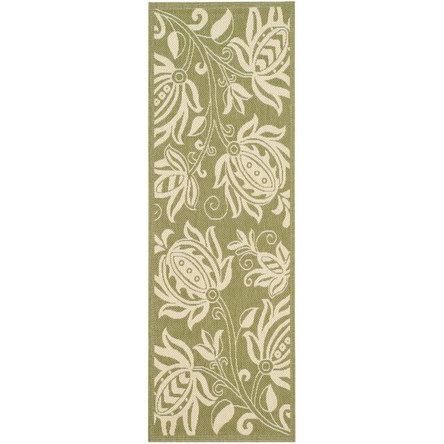 SAFAVIEH Courtyard Leatrice Indoor/ Outdoor Patio Backyard Rug - 2' x 3'7" - Olive/Natural