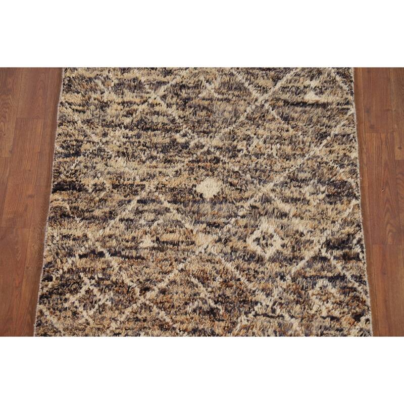 Trellis Plush Moroccan Accent Rug Handmade Wool Carpet - 3'0" x 5'5"