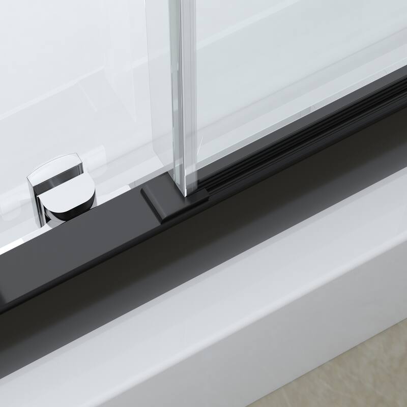 FELYL 48/60" W x 72" H Single Sliding Framed Shower Door with Heat Soaking Process and Protective Coating Clear Glass
