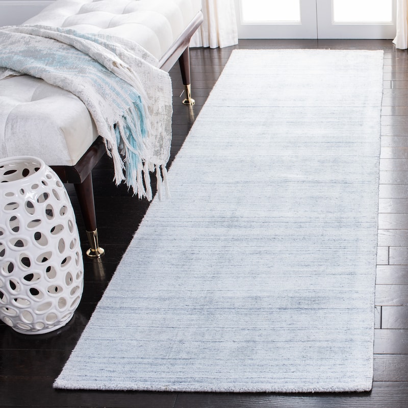 SAFAVIEH Handmade Mirage Ingrit Viscose Rug - 2'3" x 8' Runner - Ivory/Silver