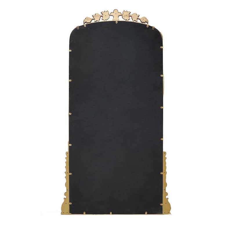 Elk 76 Inch Floor Mirror, Antique Gold Curved Arch Metal Frame, Baroque