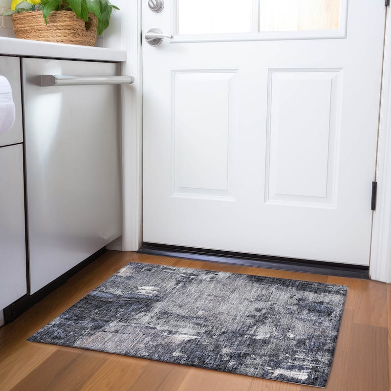 Premium Washable Super Soft Abstrct Flair Mayfield Rug - Charcoal - 1'8" x 2'6"