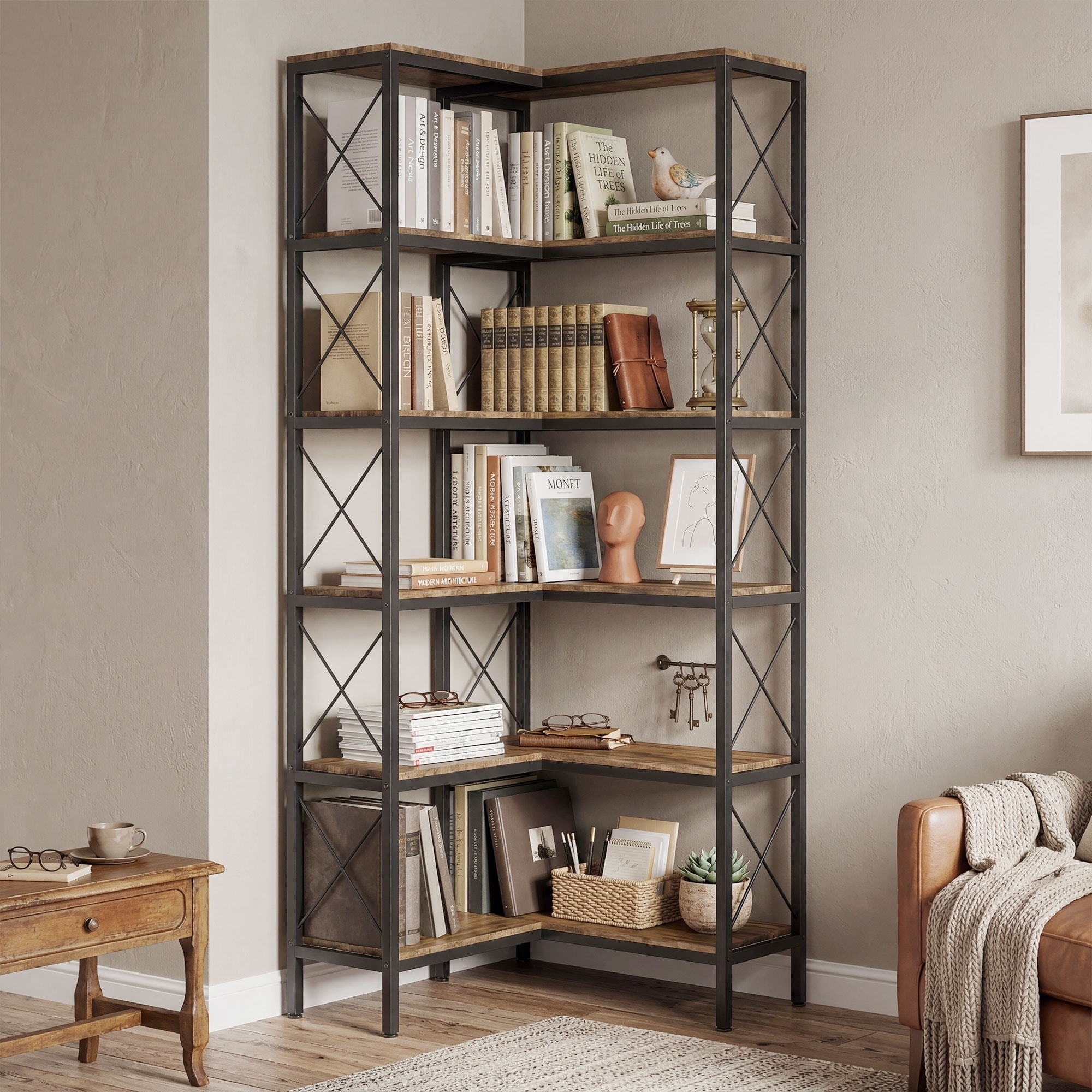 置物 GIMME SOME NEXT Gymax 2PCS 5-Tier S-Shaped Bookcase w/ 5 Open Cubes Geometric