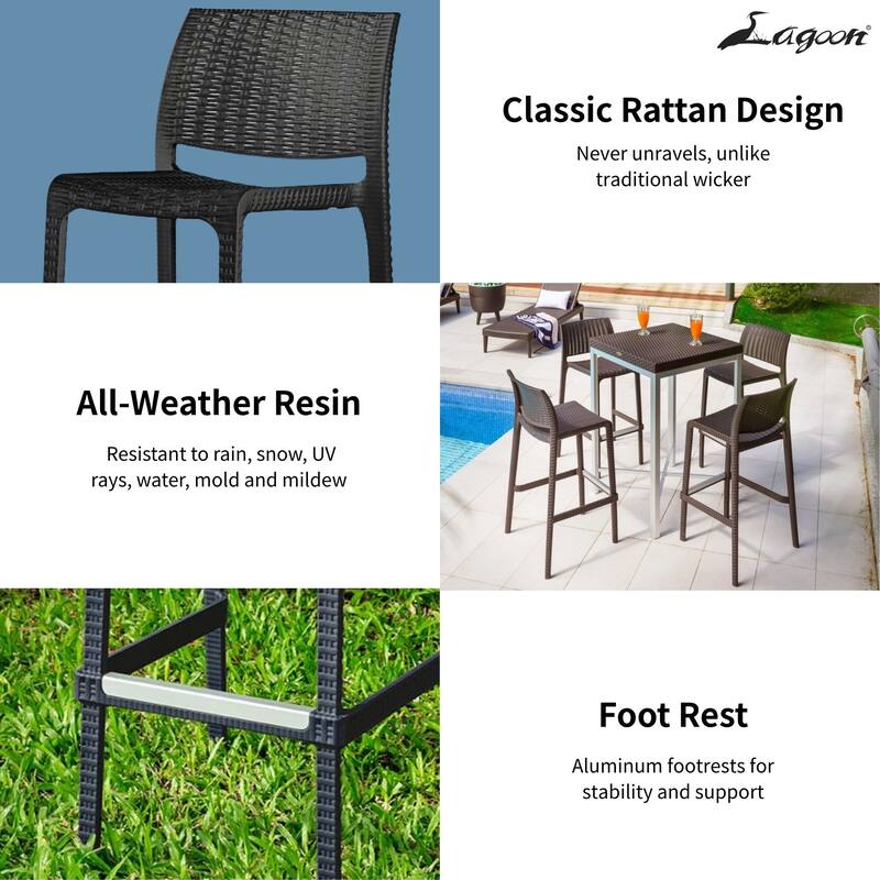 Rue Resin Stackable Bar Stools, Set of 2