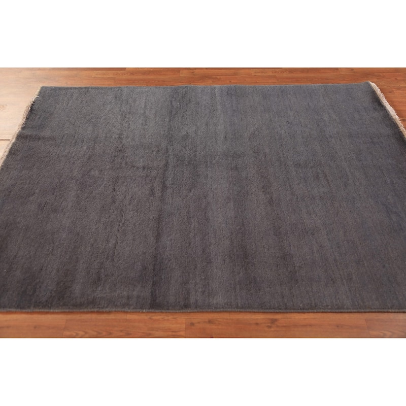 Gray Blue Modern Gabbeh Oriental Rug Handmade Wool Carpet - 5'1" x 6'6"