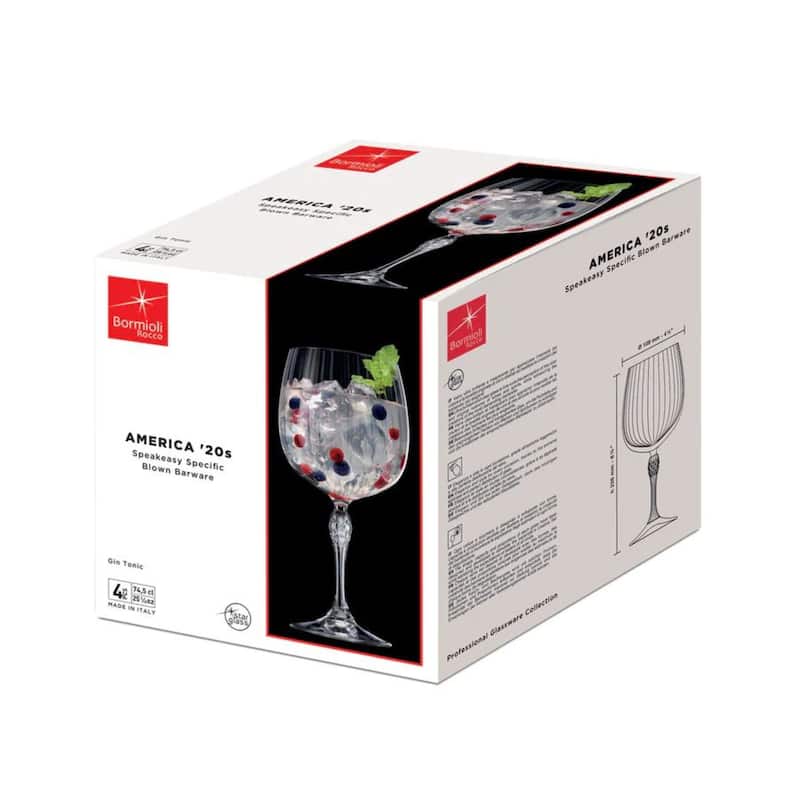 Bormioli Rocco America '20s Gin Tonic Glass, Set of 4 - 25.25 oz.