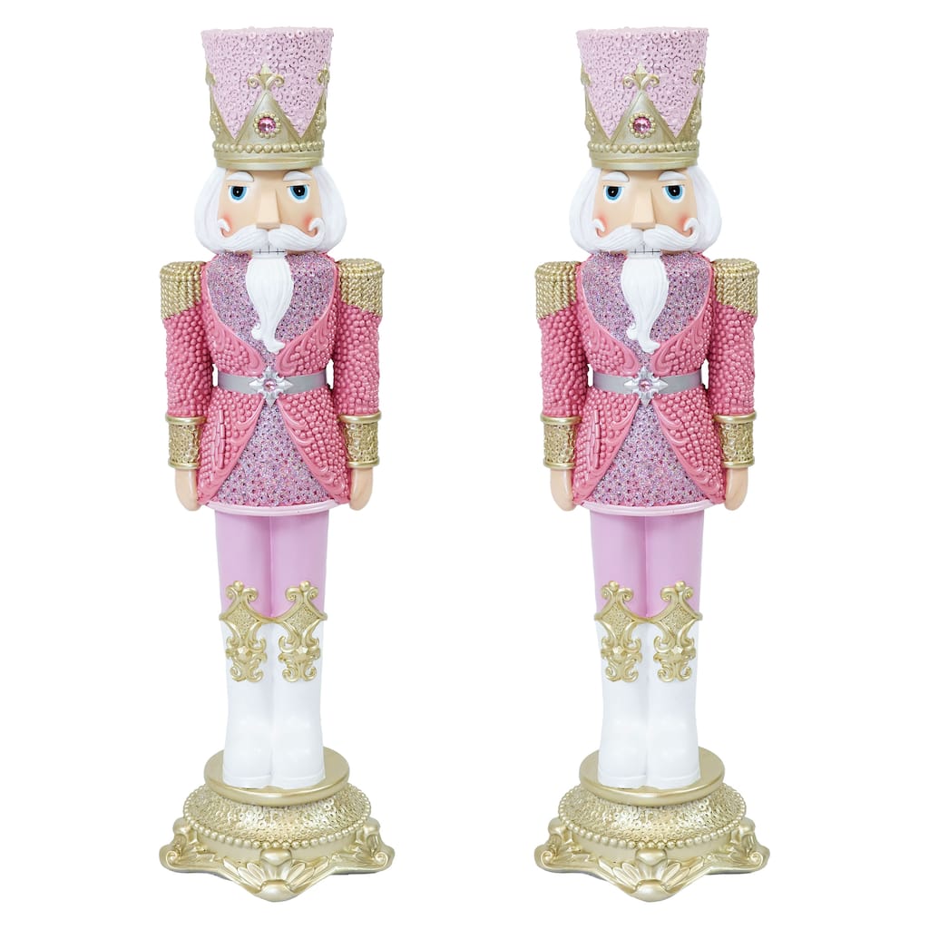 Sunnydaze Kenneth the Princely Christmas Nutcracker Statue - 37" H - Set of 2