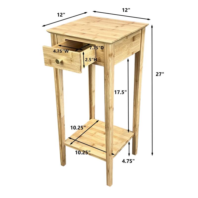 Solid Bamboo Plant Stand Telephone Table