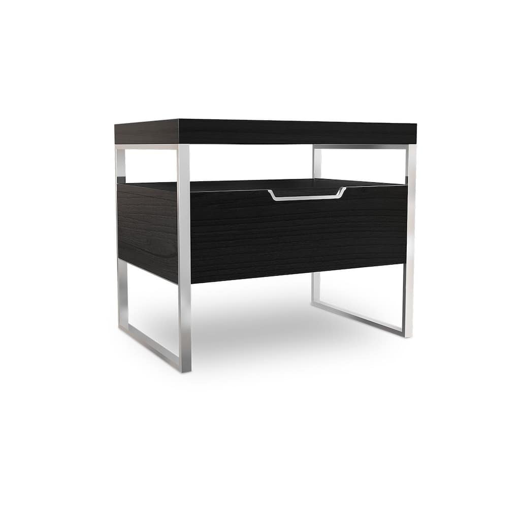 Vant Wooden Night Stand - Black - Silver Leg