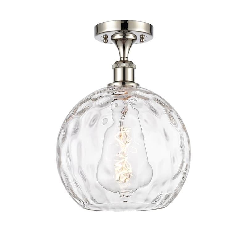 Innovations Lighting 516-1C-15-10 Athens Semi-Flush Athens 10" Wide - Polished Nickel / Clear Water Glass